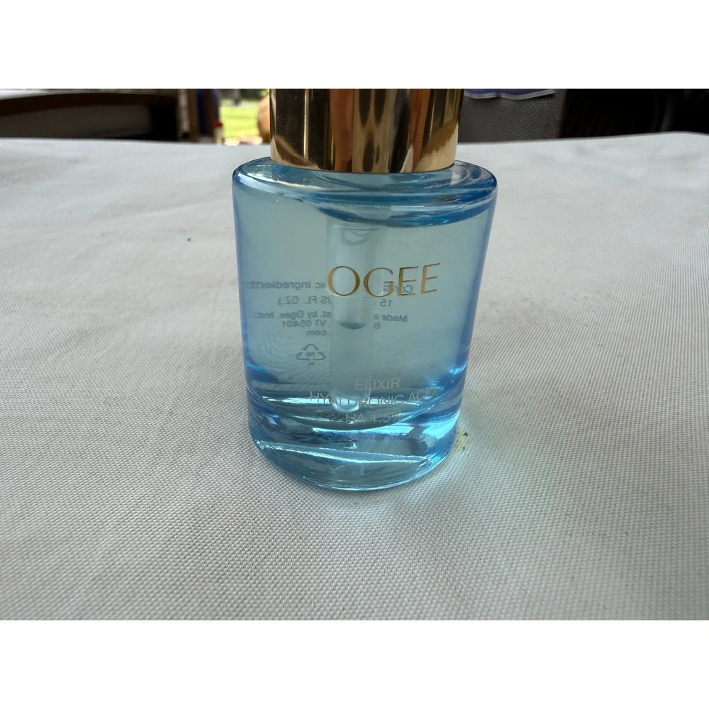 Ogee Elixir Hyaluronic Acid HA 1.5% Hydrating Serum 15ml 0.5oz Blue Glass Bottle